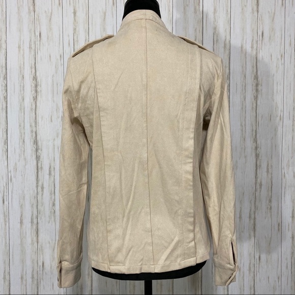 𝅺paper Crane Moto style asymmetrical jacket NWT cream tan size Medium - Picture 4 of 9